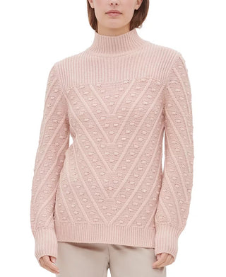 Suéter Calvin Klein Feminino Popcorn Knit Gola Falsa Rosa Tamanho X-G