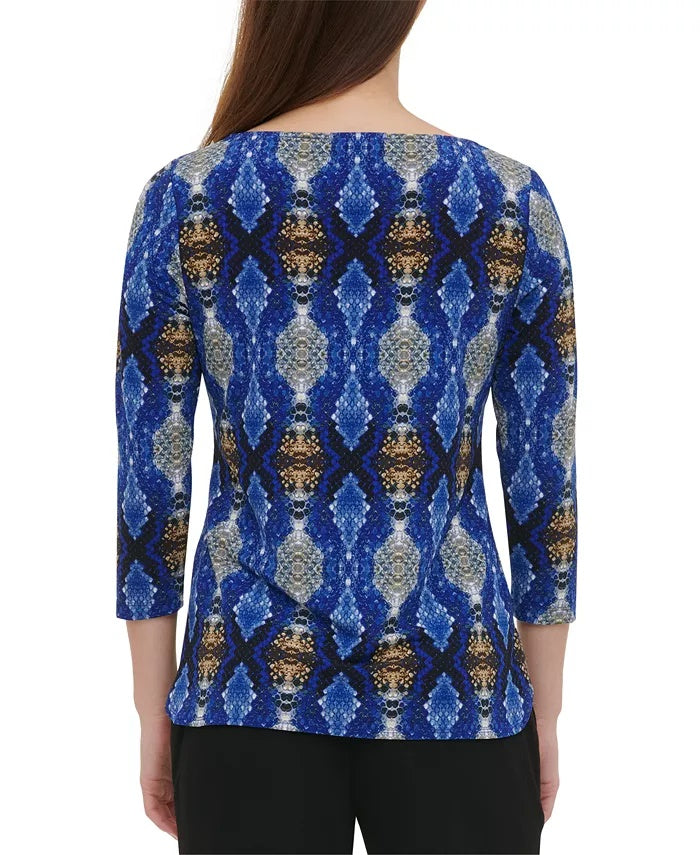 Blusa Calvin Klein Feminina Manga 3/4 Azul Tamanho X-G