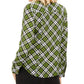 Blusa feminina xadrez com zíper frontal Michael Kors, verde, tamanho pequeno