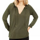 Blusa feminina Michael Kors com babados, manga comprida, gola V, verde, tamanho pequeno