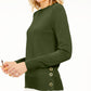 Blusa feminina Michael Kors de manga comprida e gola redonda, toda verde, tamanho grande