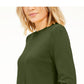 Blusa feminina Michael Kors de manga comprida e gola redonda, toda verde, tamanho grande