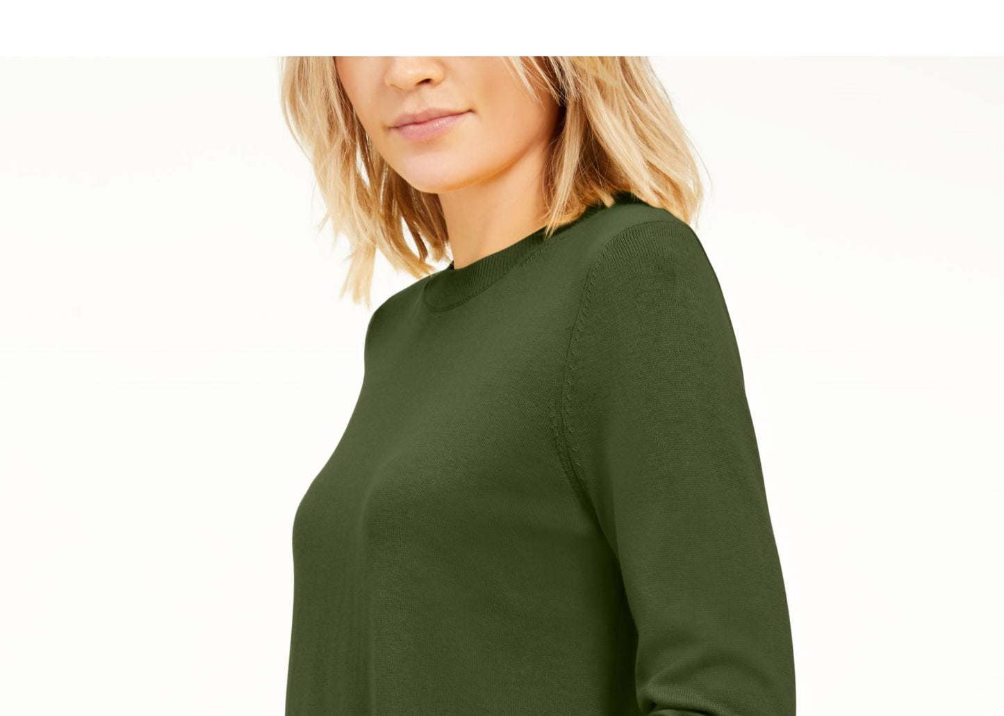 Blusa feminina Michael Kors de manga comprida e gola redonda, toda verde, tamanho grande