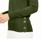 Blusa feminina Michael Kors de manga comprida e gola redonda, toda verde, tamanho grande