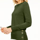 Blusa feminina Michael Kors de manga comprida e gola redonda, verde, tamanho extragrande