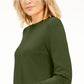 Blusa feminina Michael Kors de manga comprida e gola redonda, verde, tamanho extragrande