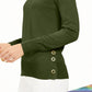 Blusa feminina Michael Kors de manga comprida e gola redonda, verde, tamanho extragrande