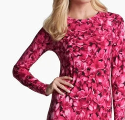 Vestido curto feminino Michael Kors com estampa floral e babados, tamanho médio, rosa Tedo