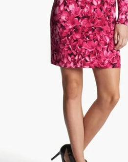 Vestido curto feminino Michael Kors com estampa floral e babados, tamanho médio, rosa Tedo