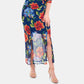 Vestido longo feminino estampado com fenda dupla, azul marinho, tamanho extragrande, da NY Collection