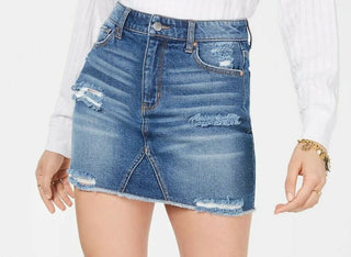 Minissaia jeans rasgada Tinseltown Junior's azul tamanho 3