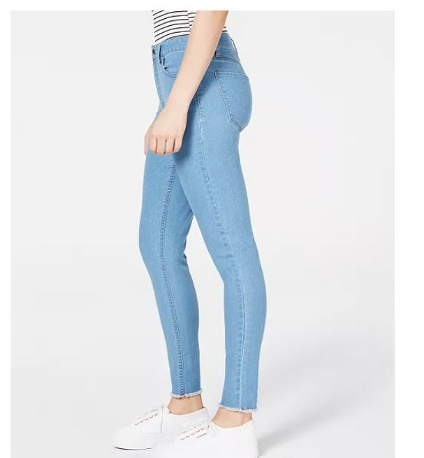 Calça jeans skinny de cintura alta e bainha crua Tinseltown Juniors, tamanho 15, azul-marinho