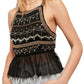 Camisola feminina bordada Camille da Free People, preta, tamanho grande