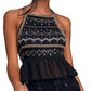 Camisola feminina bordada Camille da Free People, preta, tamanho grande
