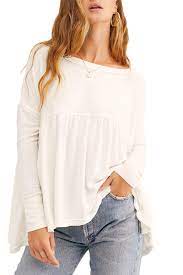 Camiseta feminina Forever Your Girl Drape da Free People, branca, tamanho pequeno