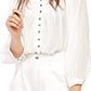 Blusa camponesa de algodão Cool Meadow feminina Free People, branca, tamanho pequeno