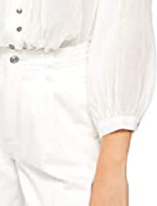 Blusa camponesa de algodão Cool Meadow feminina Free People, branca, tamanho pequeno