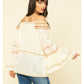 Blusa bordada Talia feminina Free People, branca, tamanho X-S