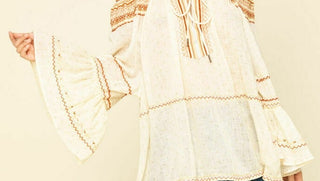 Blusa bordada Talia feminina Free People, branca, tamanho X-S
