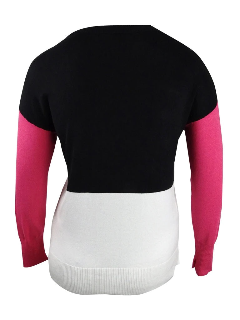 Suéter Feminino DYNY Colorblocked Cinza Escuro Tamanho Extra Grande