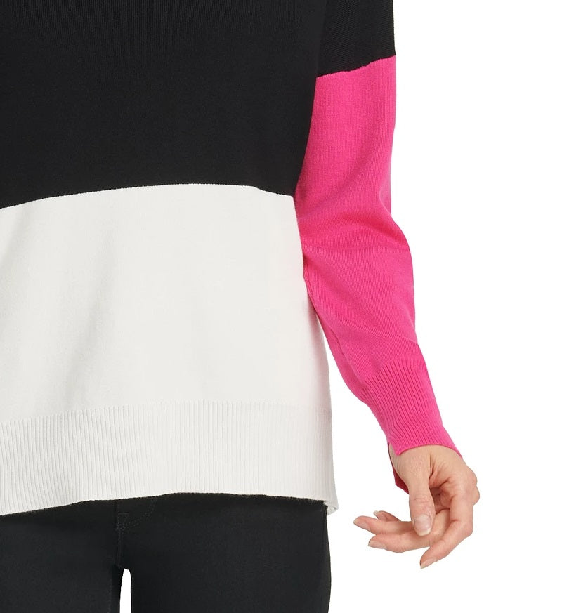Suéter Feminino DYNY Colorblocked Cinza Escuro Tamanho Extra Grande