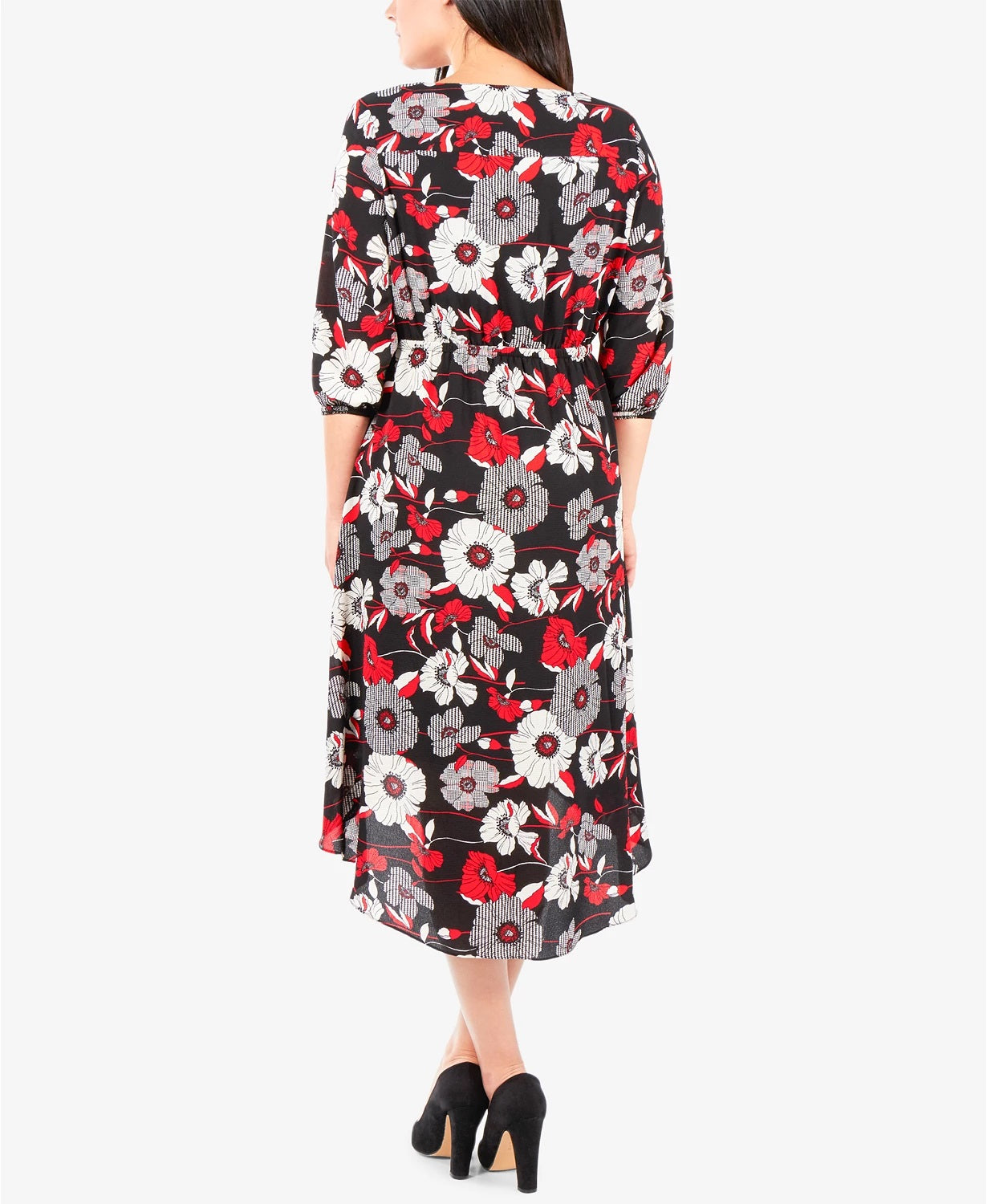 Vestido estampado feminino NY Collection HighLow, preto, tamanho pequeno e pequeno