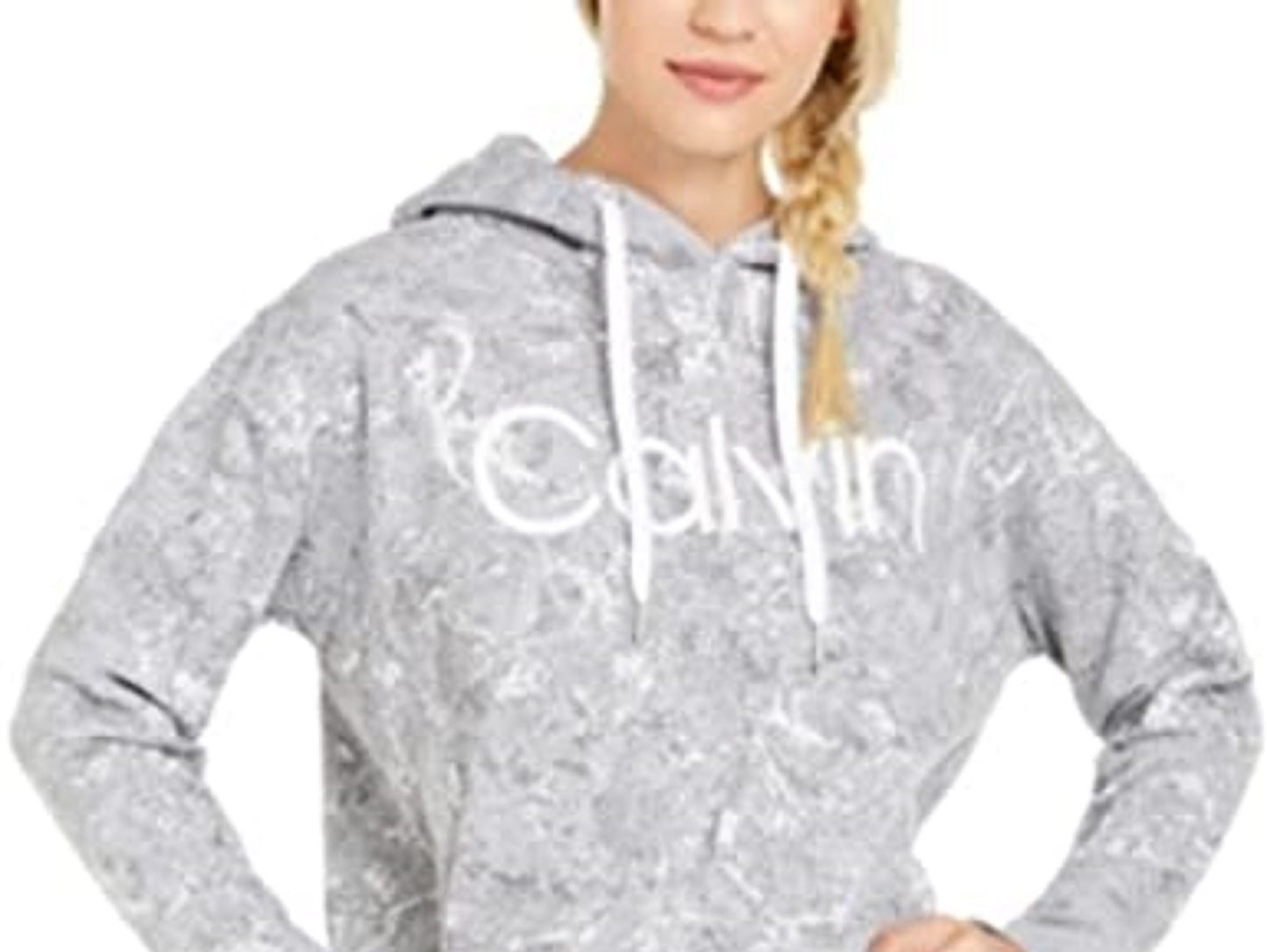 Calvin Klein Performance Cobra-Print Fleece Hoodie Feminino Cinza Tamanho Extra Grande