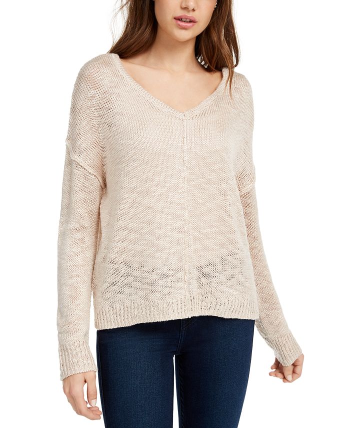 Suéter reversível com botões nas costas Pink Rose Juniors, bege, tamanho pequeno