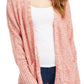 Cardigan Pink Rose Junior com frente aberta, tamanho pequeno