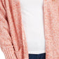 Cardigan Pink Rose Junior com frente aberta, tamanho pequeno