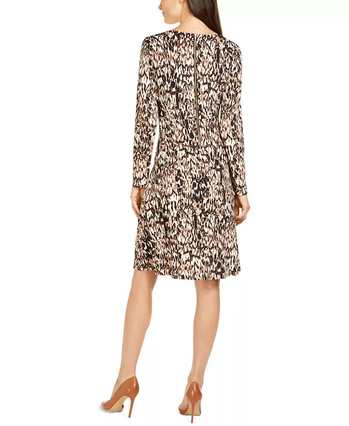 Vestido feminino estampado com cintura império da coleção NY, marrom, tamanho pequeno grande