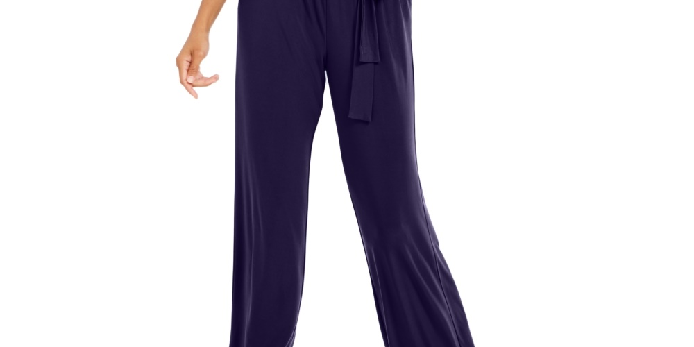 Macacão feminino NY Collection com decote sobrepeliz, roxo, tamanho pequeno, médio