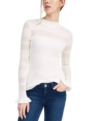 Suéter Crave Fame Juniors Pointelle-Trim Branco Tamanho Médio