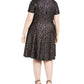 Vestido estampado com rosas metálicas Robbie Bee Plus para mulheres, preto, tamanho 1X