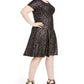 Vestido estampado com rosas metálicas Robbie Bee Plus para mulheres, preto, tamanho 1X
