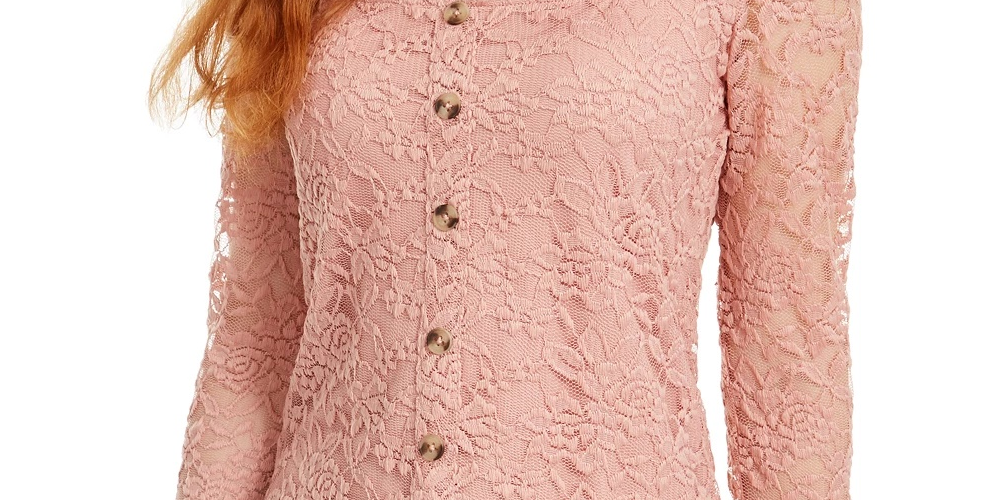 Blusa de renda Ultra Flirt Junior's tamanho pêssego médio