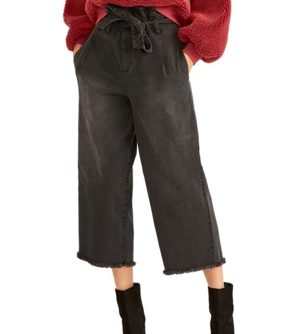 Calça curta feminina Rachel Roy Paperbag preta tamanho 10