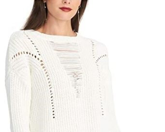 Suéter texturizado feminino Rachel Roy, branco, tamanho X-G