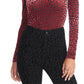 Blusa feminina Rachel Roy Val Flocked de gola alta, rosa, tamanho médio