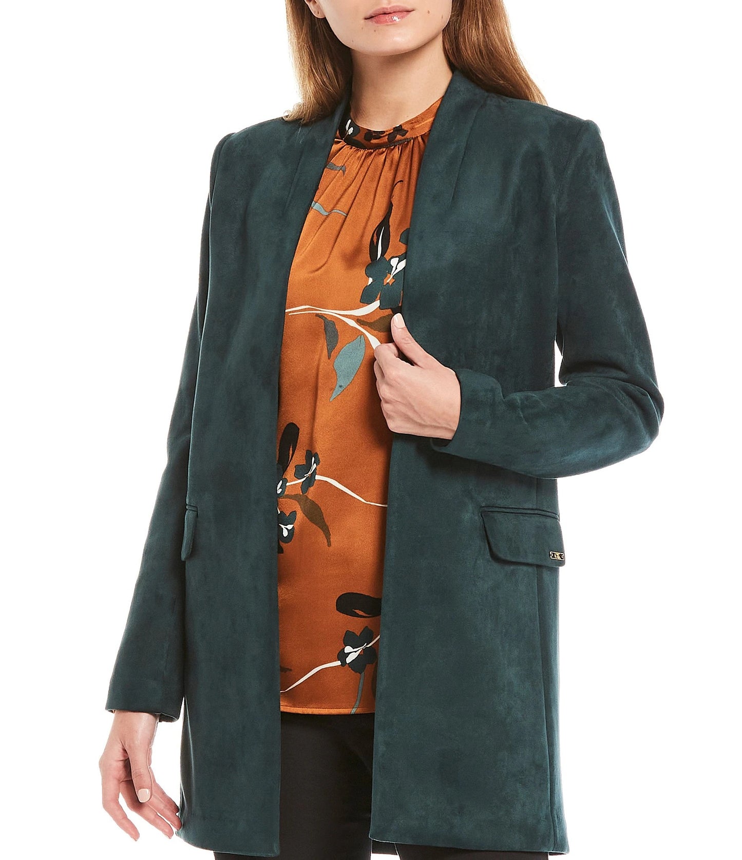 Jaqueta Calvin Klein Feminina Aberta na Frente Verde Tamanho 8