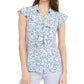Blusa Calvin Klein Feminina Estampada Manga Curta Botões Babados Verde Tamanho P