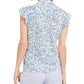 Blusa Calvin Klein Feminina Estampada Manga Curta Botões Babados Verde Tamanho P