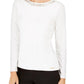 Blusa Calvin Klein Feminina com Gola Enfeitada, Branca, Tamanho Pequeno