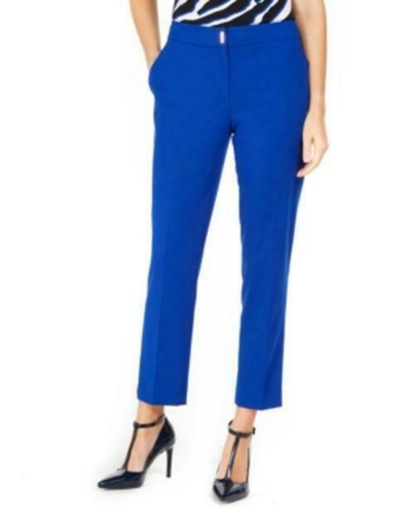 Calça social feminina Calvin Klein reta azul tamanho 8