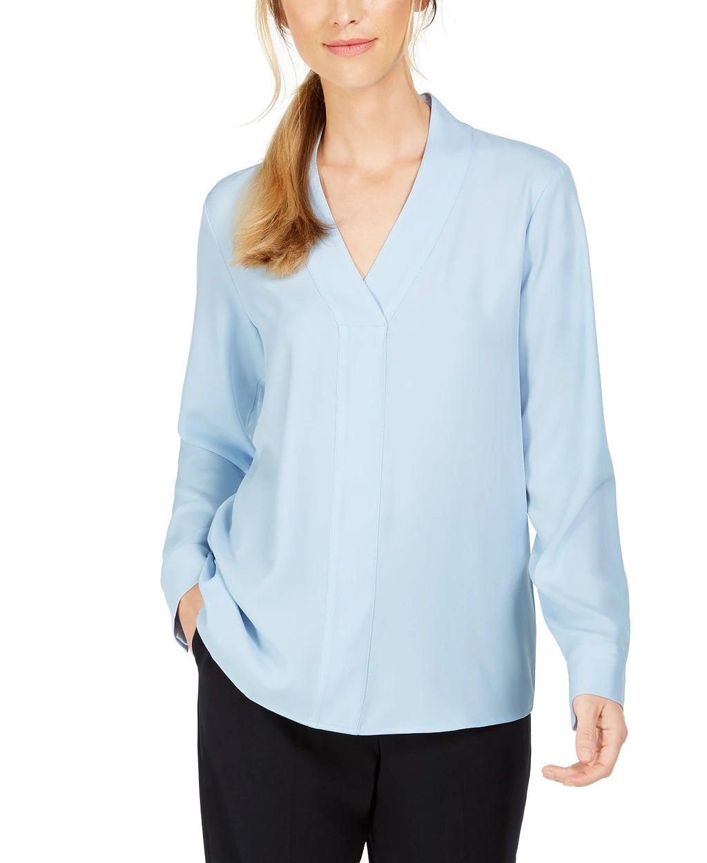 Blusa Calvin Klein Feminina Gola V Azul Tamanho Grande