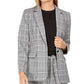 Calvin Klein Blazer Xadrez Feminino de Um Botão, Prata, Tamanho 12