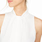 Blusa Calvin Klein Feminina Petite com Babados na Frente e Gola Alta, Branca, Tamanho P