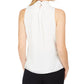Blusa Calvin Klein Feminina Petite com Babados na Frente e Gola Alta, Branca, Tamanho P