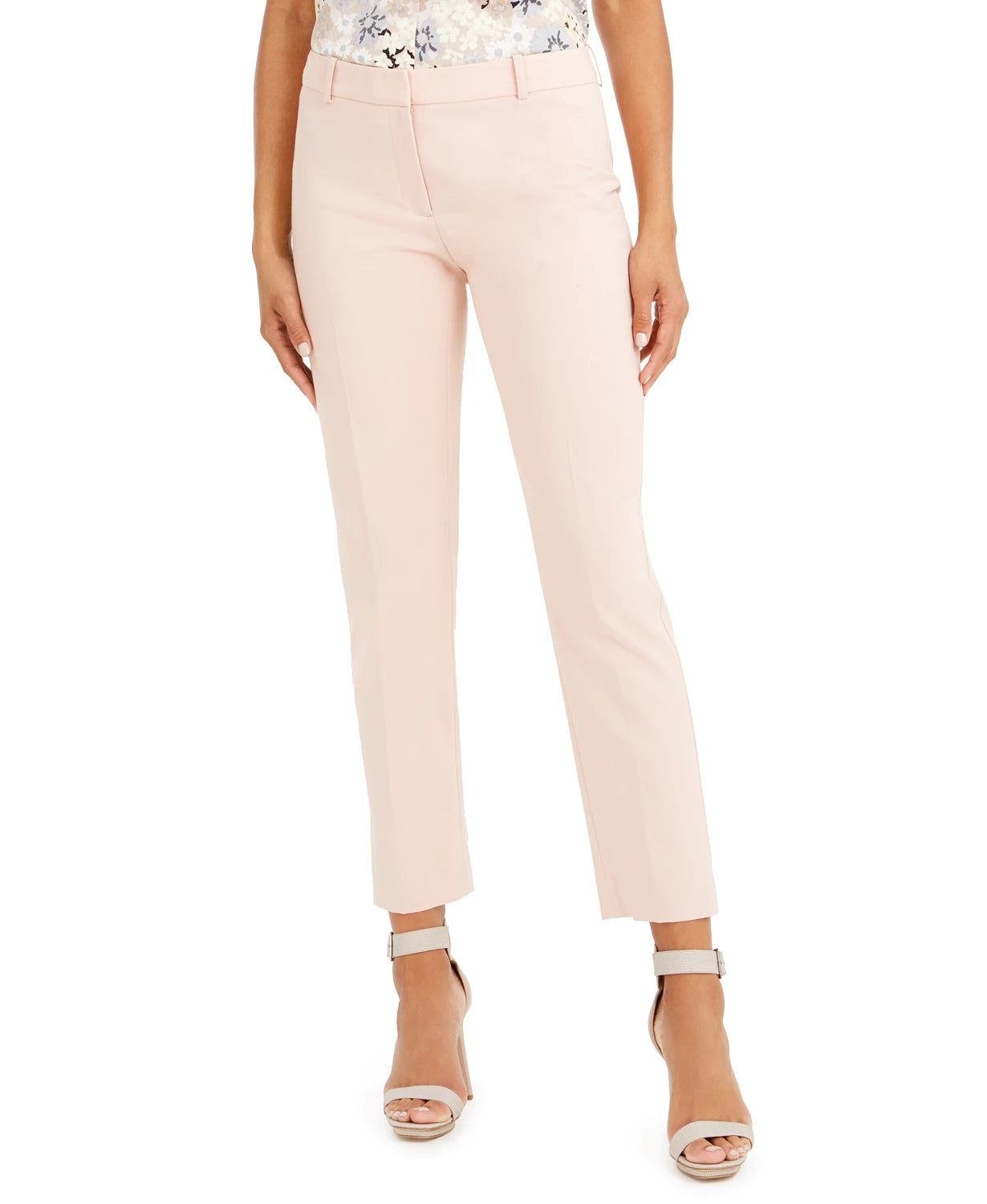 Calça social feminina Calvin Klein Petite com perna reta, rosa, tamanho 14 P