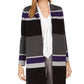 Calvin Klein Cardigan Feminino Listrado Pequeno Frente Aberta Cinza Tamanho X-G